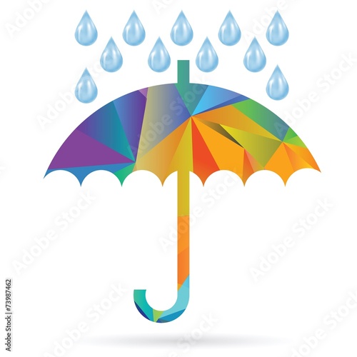 umbrella colored polygonal silhouette