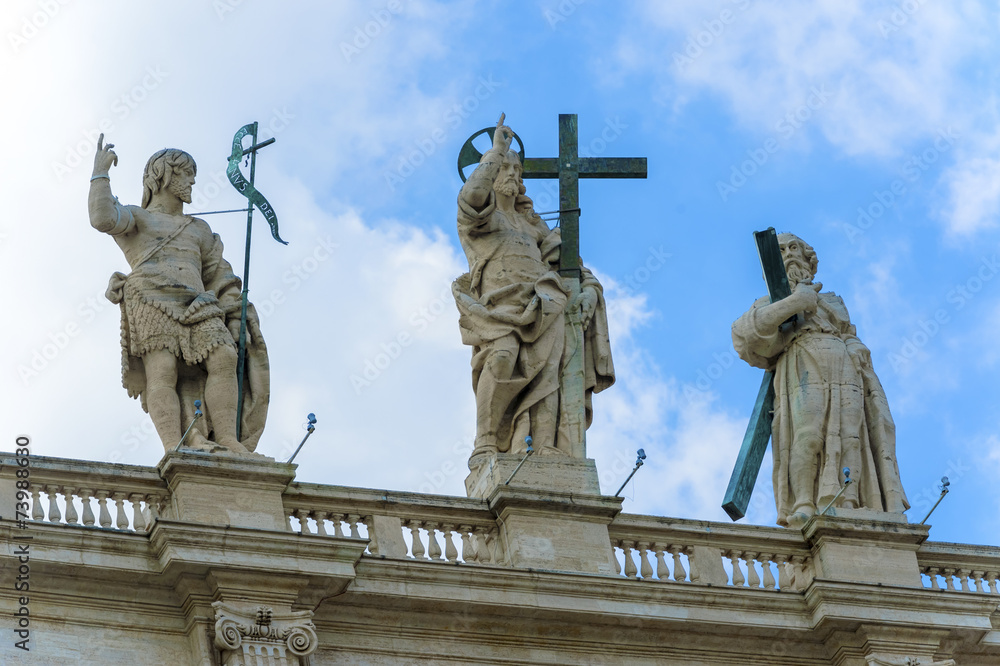 Statues above St. Peter Basilica in Rome.