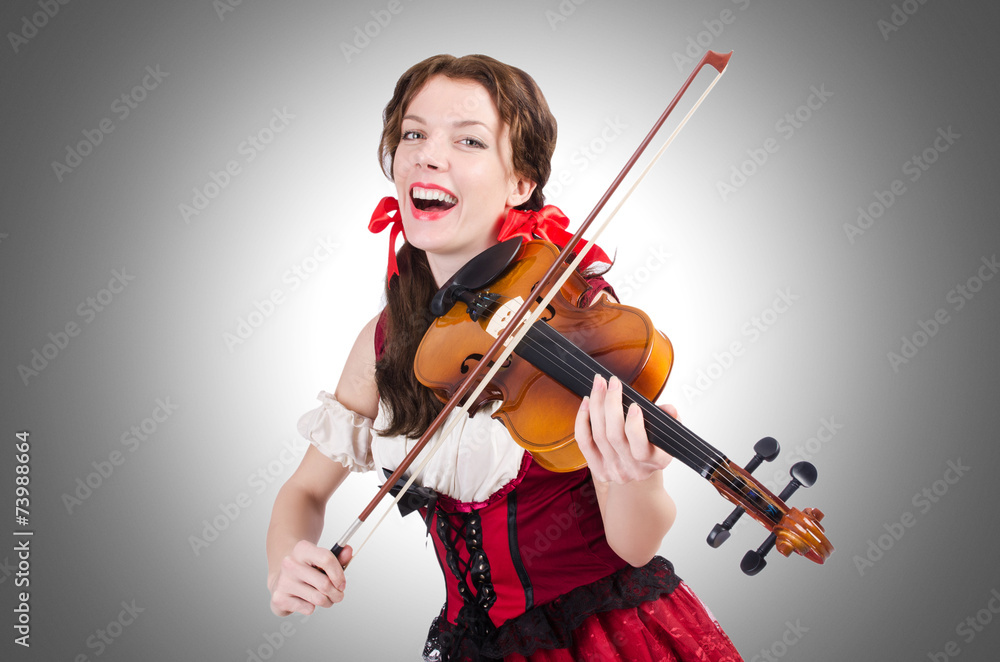 Woman with violin isolated on white Woman with violin isolated on white