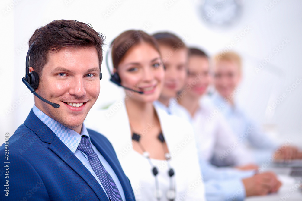 Attractive Smiling positive young businesspeople and colleagues Attractive Smiling positive young businesspeople and colleagues