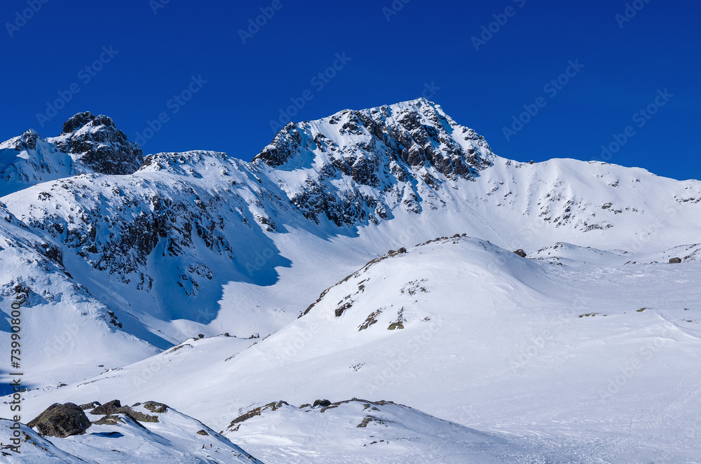Winter trail in Starolesna valley, Tatra Mountains, Slovakia