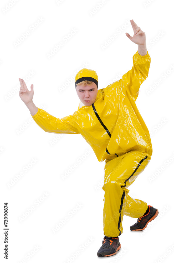 Man in yellow suit isolated on white Man in yellow suit isolated on white