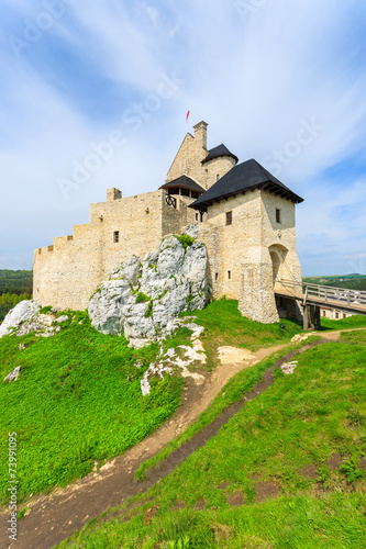 Bobolice medieval castle on sunny day near Krakow, Poland