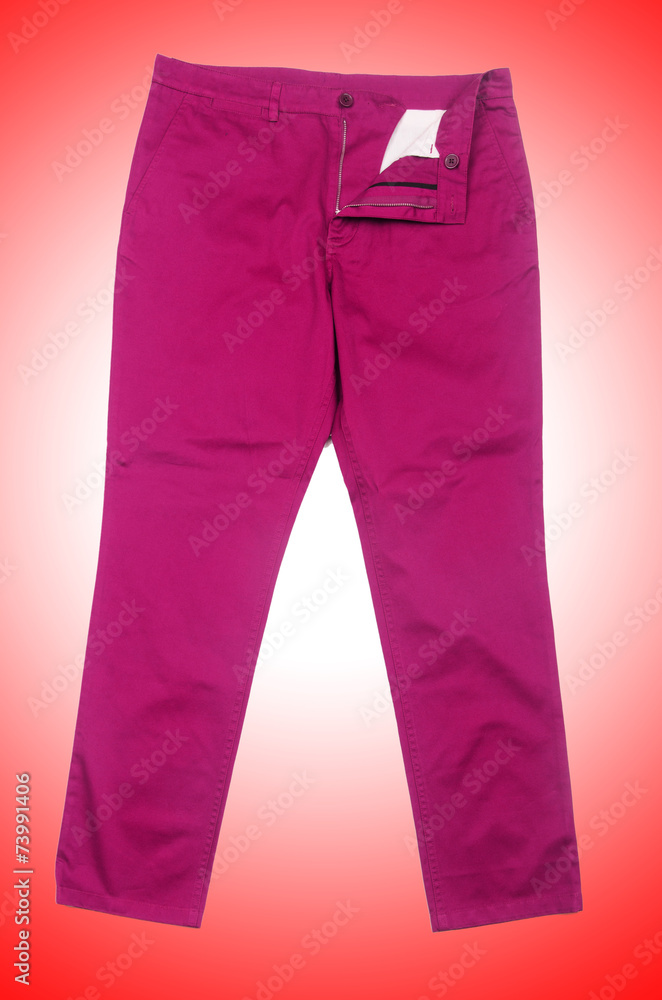 Fashion concept with trousers on white Fashion concept with trousers on white
