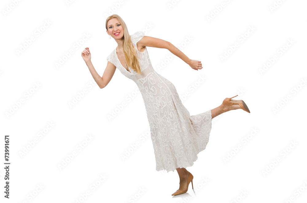 Naklejka premium Woman in dress in fashion dress isolated on white