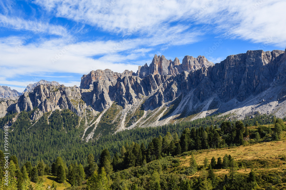 Mountain peaks near Passo Giau in autumn, Dolomites Mountains