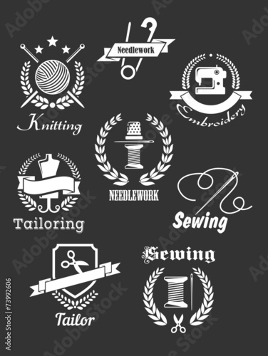 White handicraft icons on black