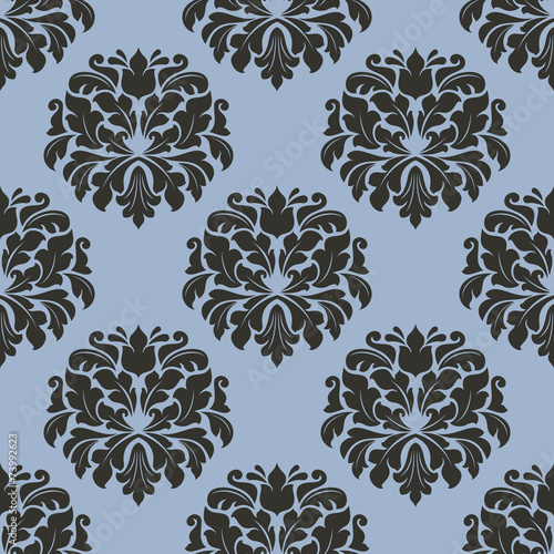 Gothic floral seamless pattern with gray flowers