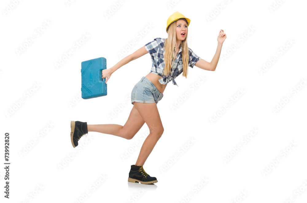 female construction worker isolated on white female construction worker isolated on white