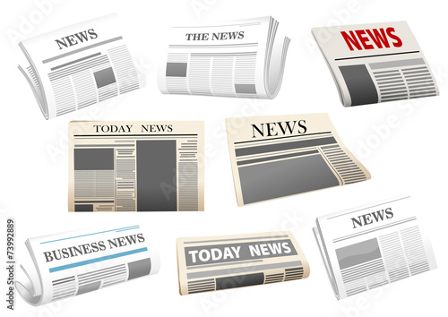 Newspaper icons isolated on white