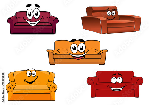 Colorful cartoon sofas and couches