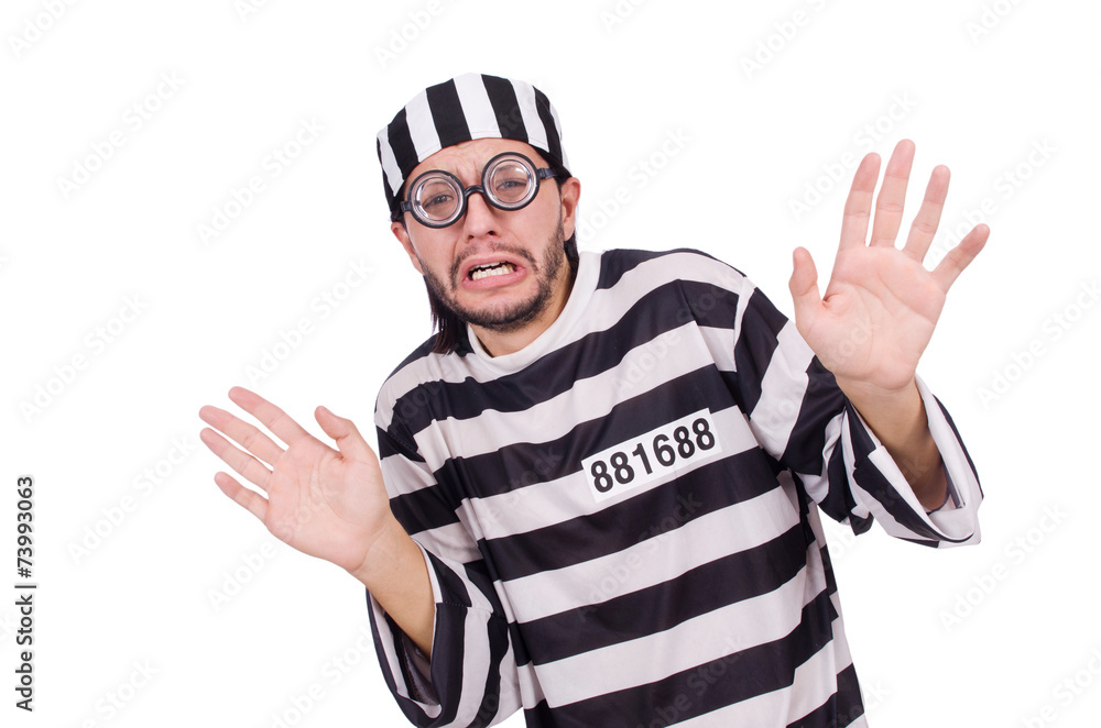 Prison inmate isolated on the white background Prison inmate isolated on the white background