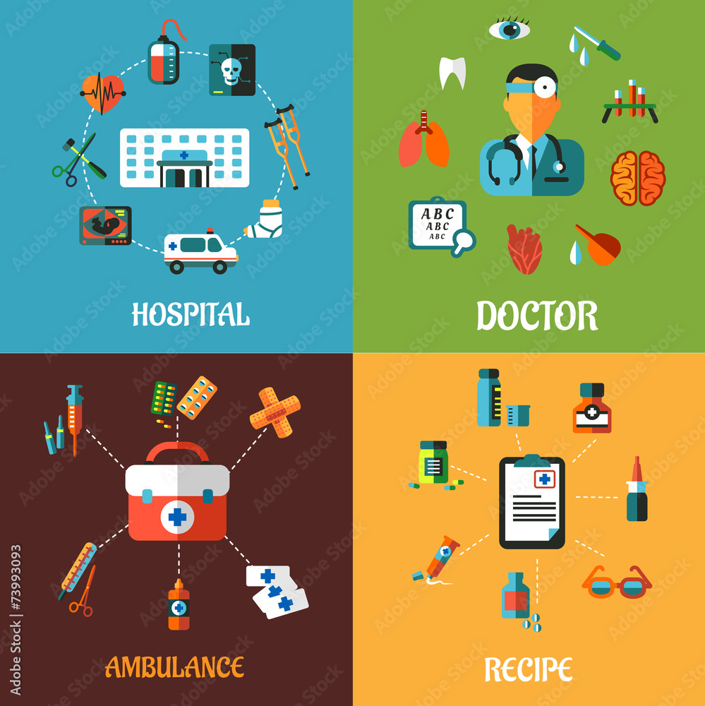 Flat medical concept designs Flat medical concept designs