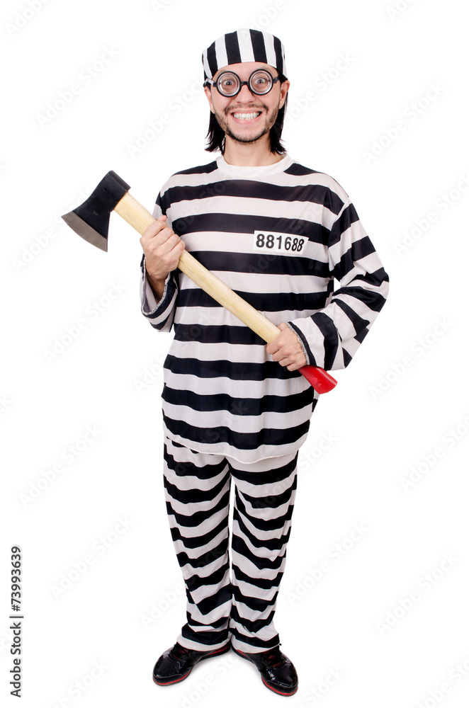 Prison inmate isolated on the white background Prison inmate isolated on the white background