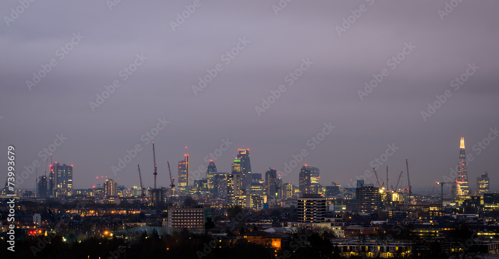 London, city skyline from Parliament Hill