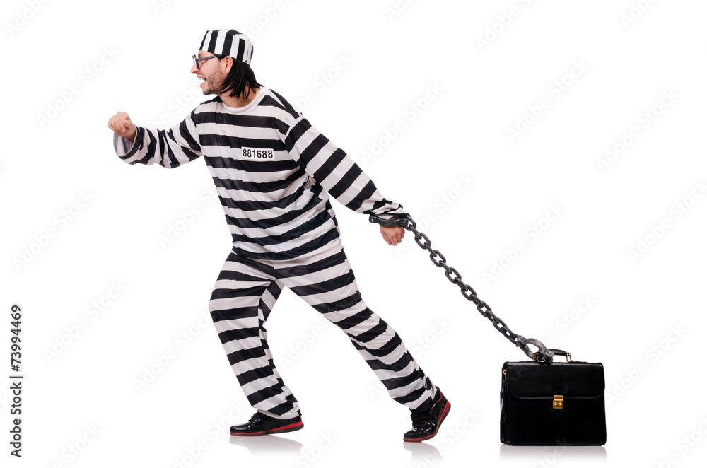 Prison inmate isolated on the white background Prison inmate isolated on the white background