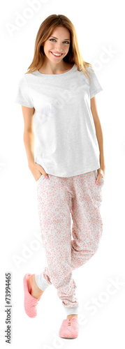 Beautiful young girl in paj...