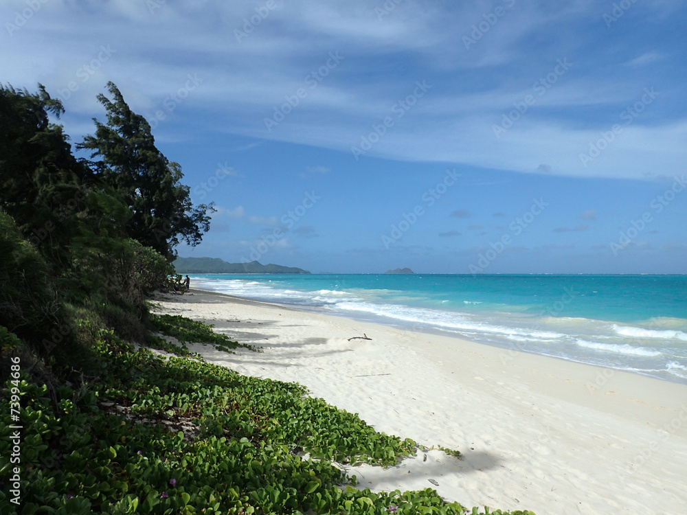 Waimanalo Beach looking towards Mokulua islands Waimanalo Beach looking towards Mokulua islands