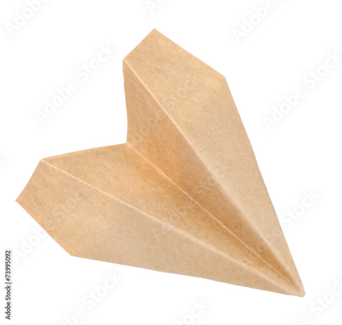 Origami airplane  isolated on white