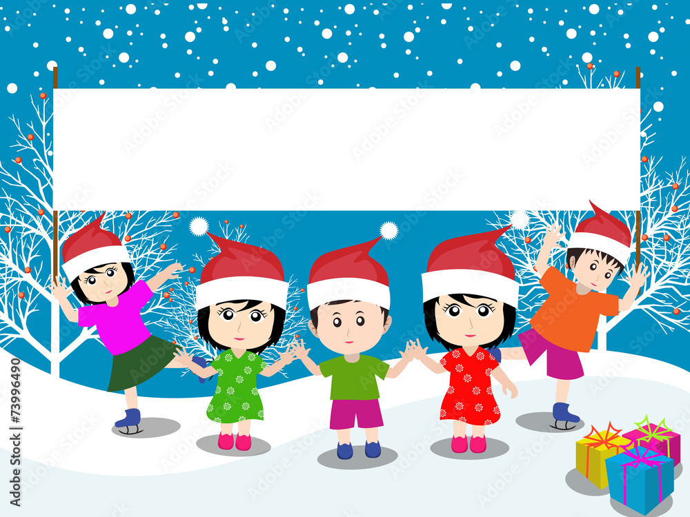 Merry christmas with happy kids Merry christmas with happy kids