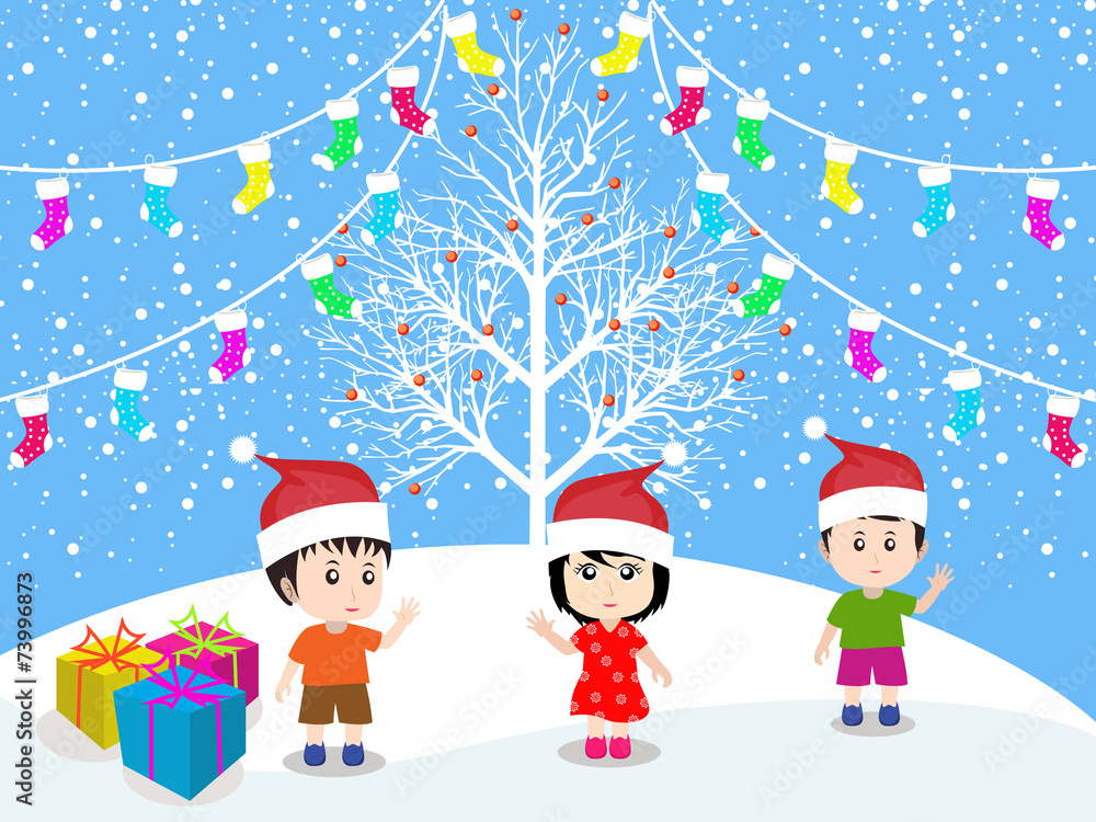 Merry christmas with happy kids Merry christmas with happy kids