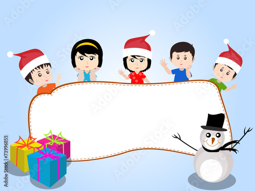 Merry christmas with happy kids