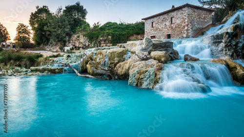 Natural spa with waterfalls in Tuscany, Italy