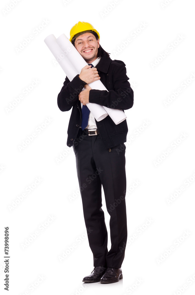Young construction architect isolated on the white Young construction architect isolated on the white