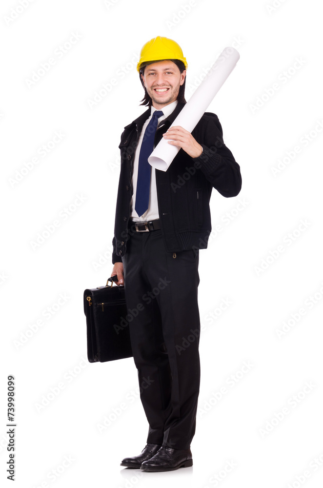 Young construction architect isolated on the white Young construction architect isolated on the white