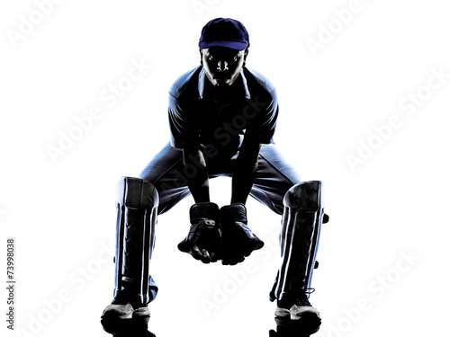 Cricket player  reciever silhouette photo