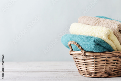 Wallpaper Mural Bath towels in wicker basket