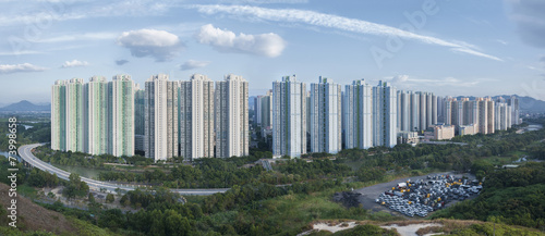 Panorama view of public estate in Hong Kong