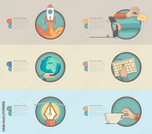 Flat design banners with flat concept icons for templates