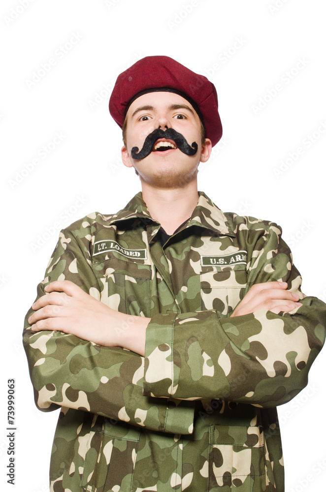 Funny soldier in military concept Funny soldier in military concept