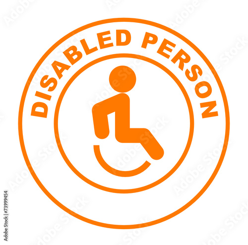 disabled person on orange web button