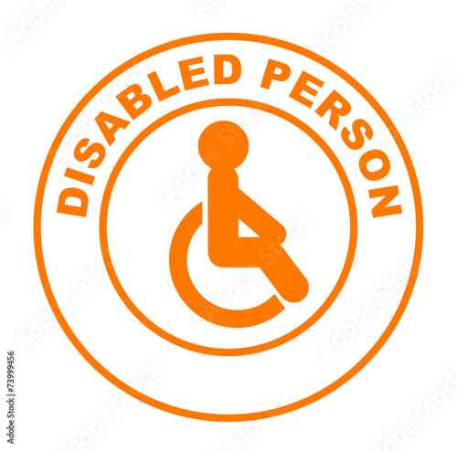 disabled person on web button orange