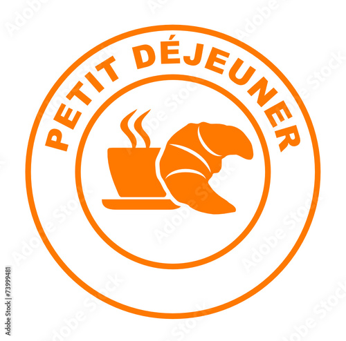 petit déjeuner sur bouton web rond orange
