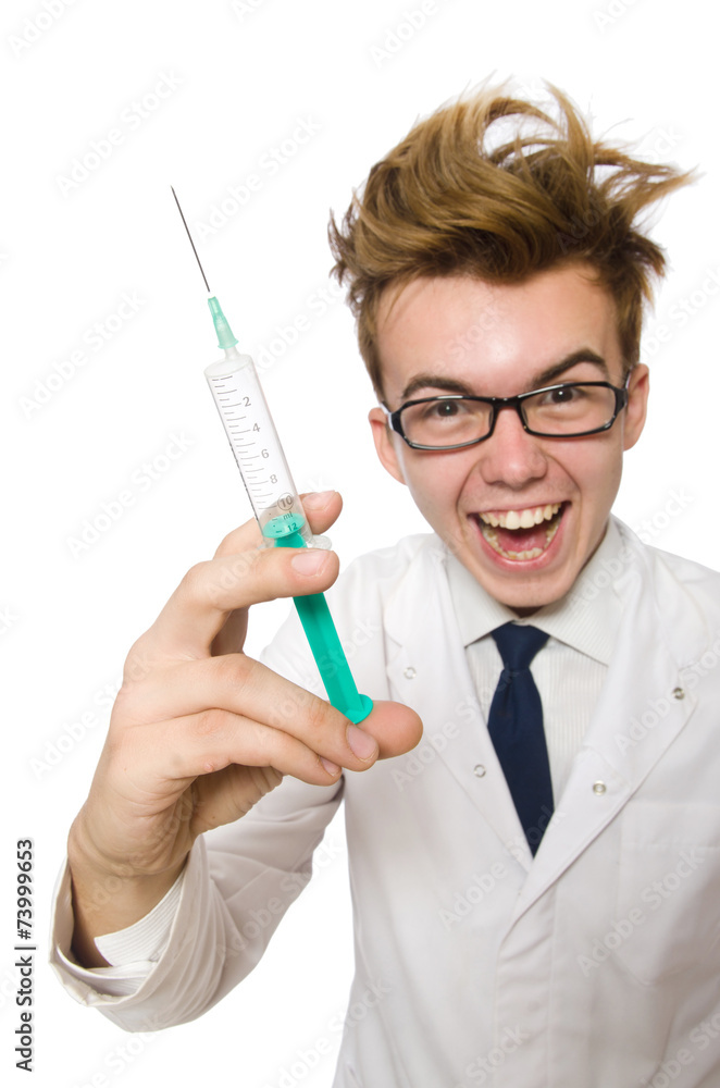 Funny doctor isolated on white Funny doctor isolated on white