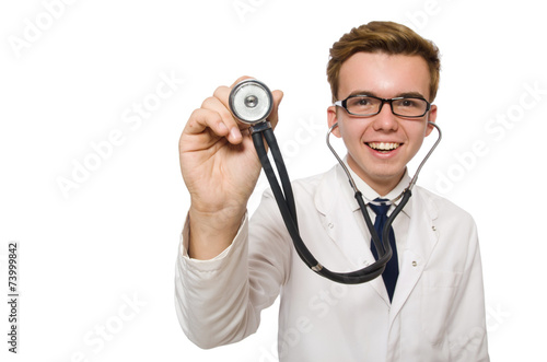 Funny doctor isolated on white