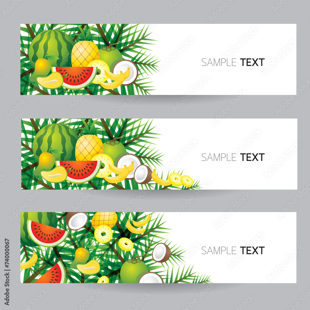 Mixed Tropical Fruits, Banner Mixed Tropical Fruits, Banner