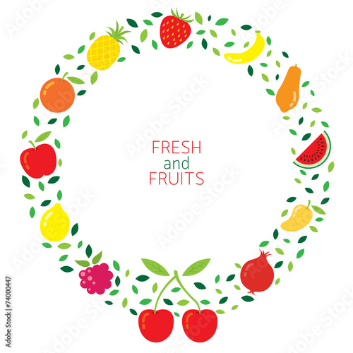 Mixed Fruits Icons Wreath