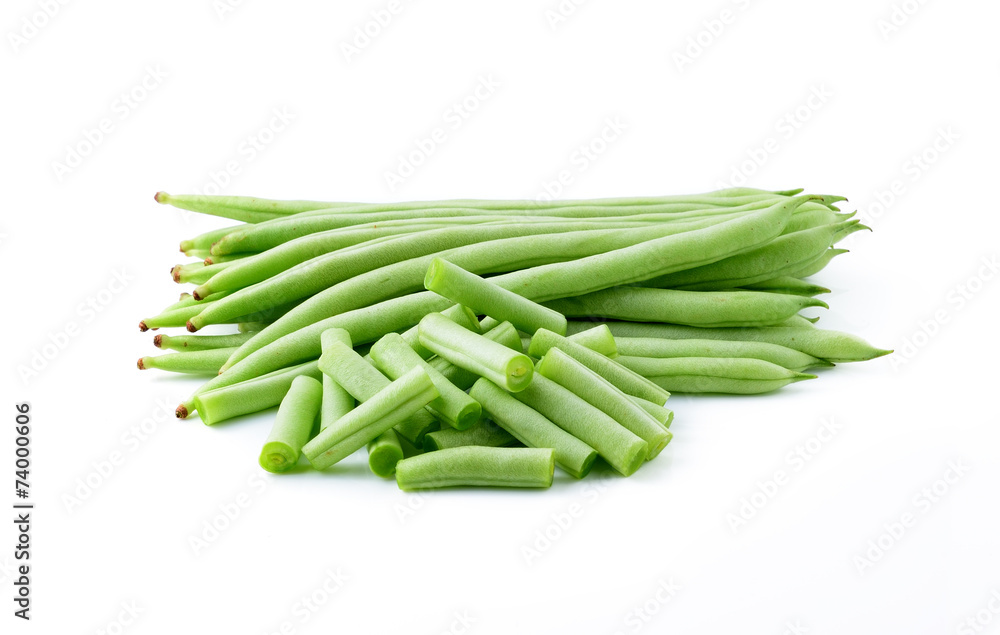 green beans on white background green beans on white background