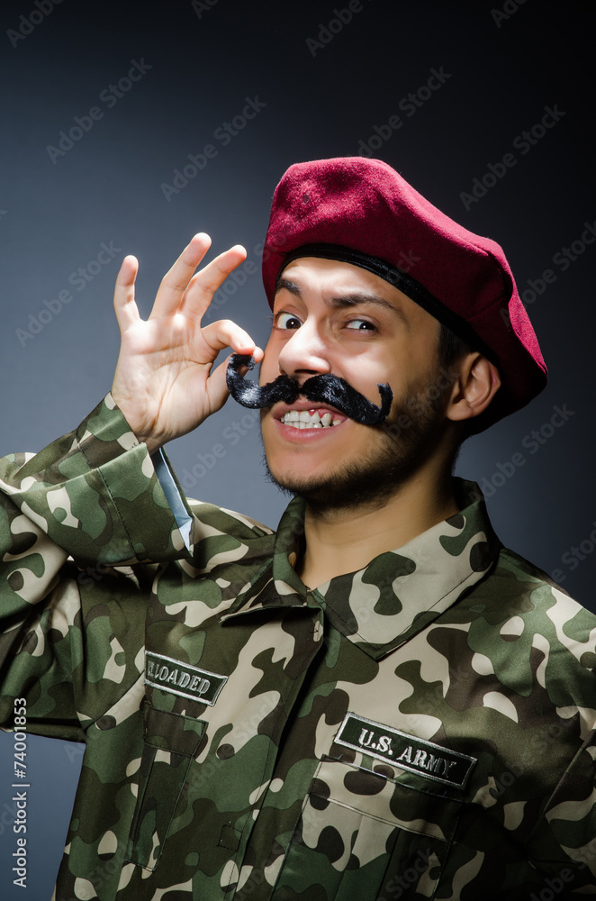 Funny soldier in military concept Funny soldier in military concept