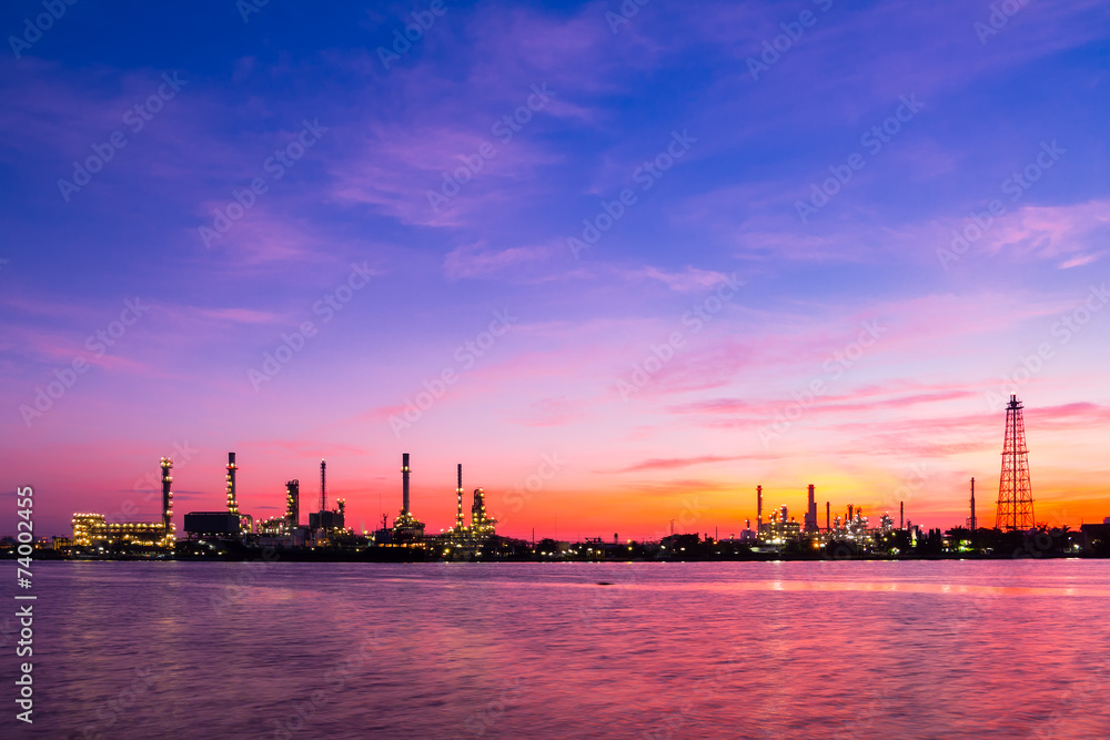 oil refinery against beautiful sunrise
