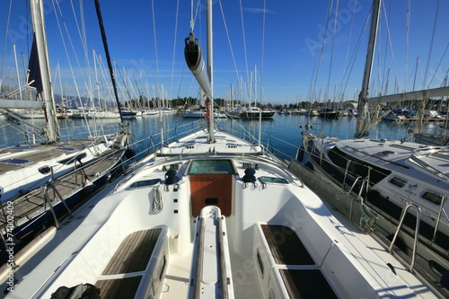 view from super sail boat yacht in a marina  © William Richardson