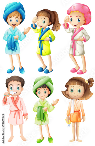 Girls in bathrobe