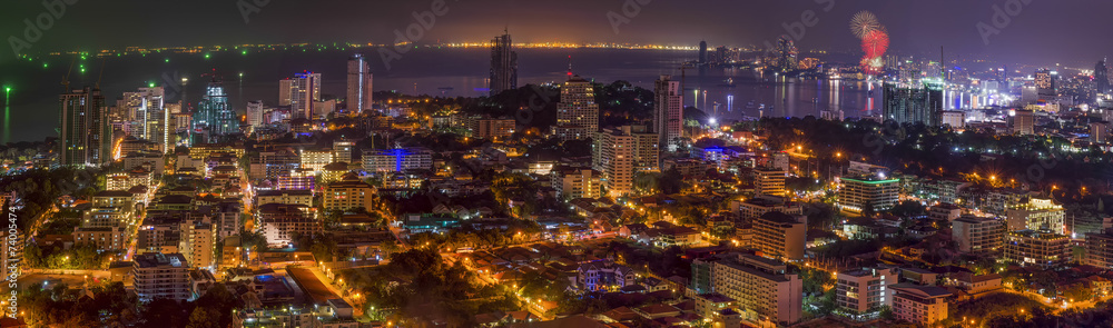 Pattaya City and Sea in Twilight, Thailand Pattaya City and Sea in Twilight, Thailand