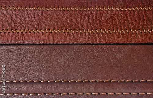 Brown leather with seam, belt background