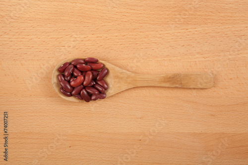 Red kidney beans in wooden spoon