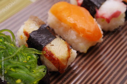Sushi nigiri in dish